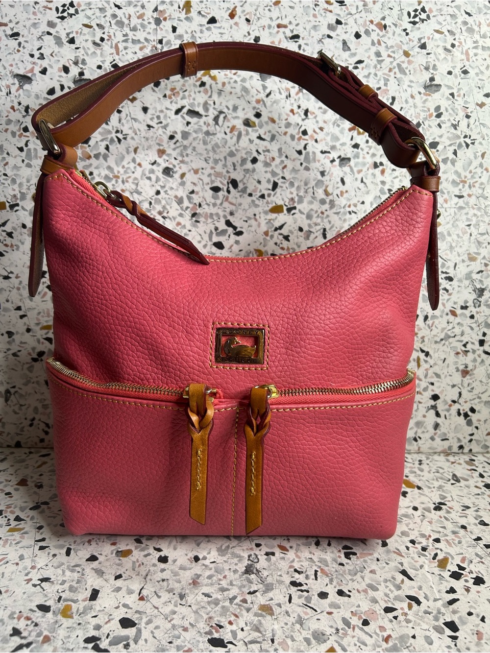 Dooney & Bourke Pink Dillen pebble-grain leather hobo bag